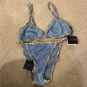 Burberry Blue and Plaid Set